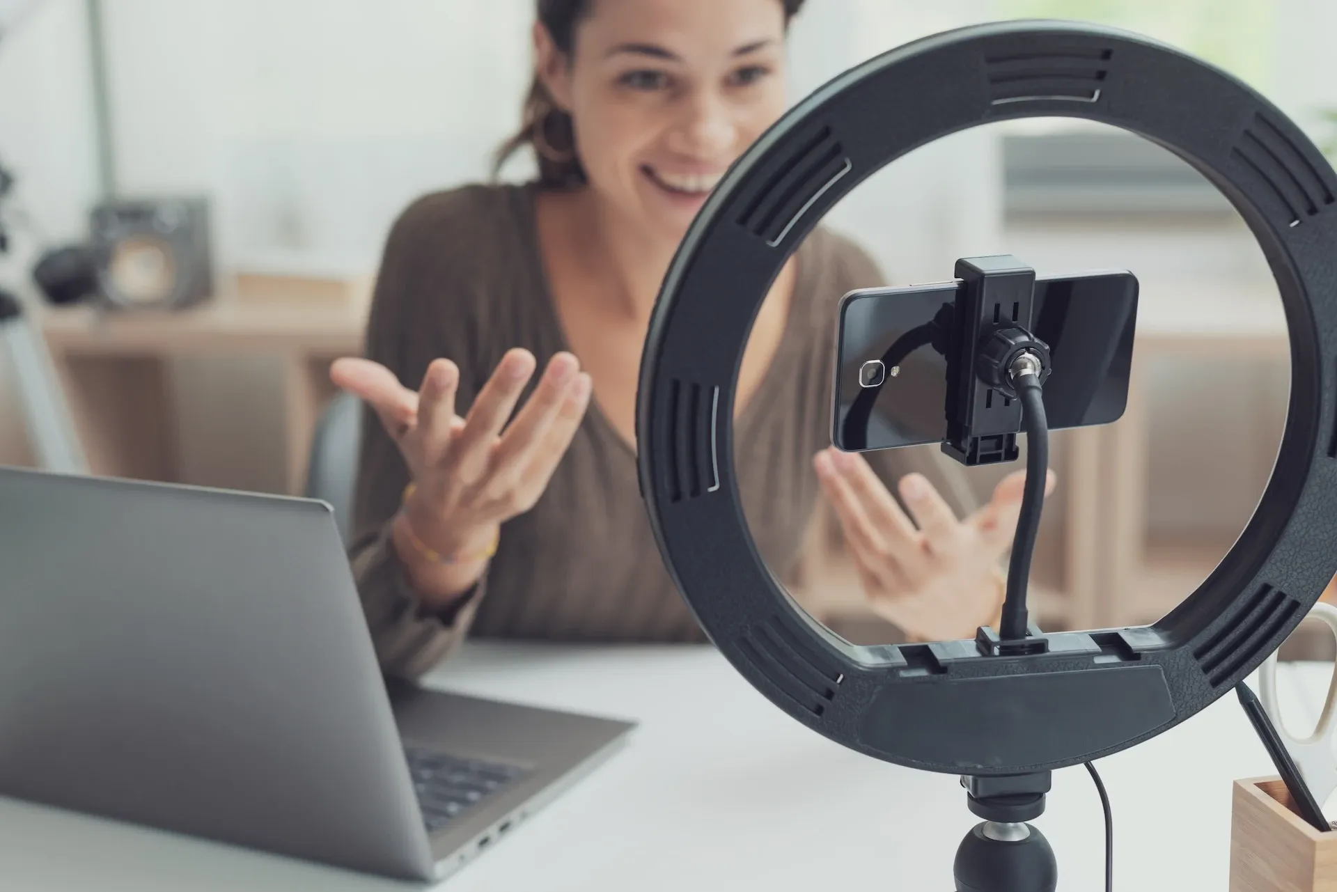 Filming selfie content for YouTube