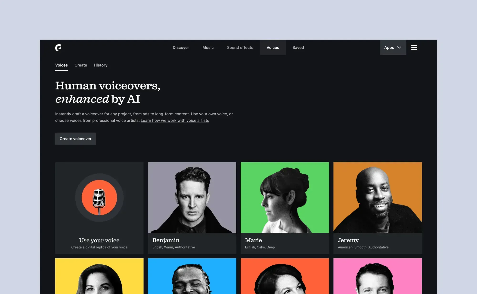 Voices page overview