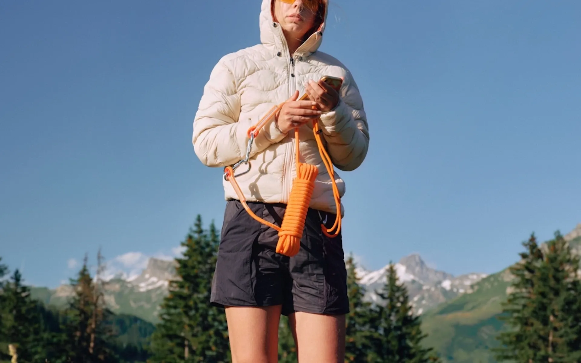 A woman with a hiking rope