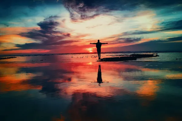 Standing on a beach